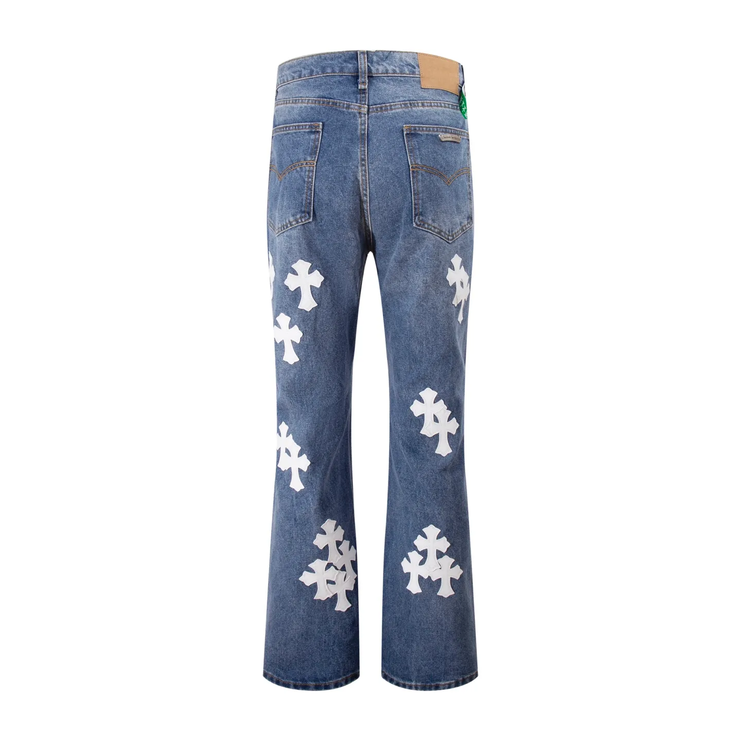 P220 Style number: H23 Croxin & 𝐂𝐡𝐫𝐨𝐦𝐞 𝐇𝐞𝐚𝐫𝐭 ss25 blue trousers, white leather, bootcut button jeans, styles with different wash textures, very friendly to people with thin legs, and the bootcut style perfectly modifies the leg shape The timeless and moderate length makes it easy to match and match. It is the basis for various styles and is a must-have in your wardrobe! The fabric is stiff but also makes the upper body soft without losing texture. The washing process is even more perfect. It is a must-have item for everyone! ! ! Washed wheat, hang tag, pants label, three labels complete Color: blue Size: 28-30-32-34-36